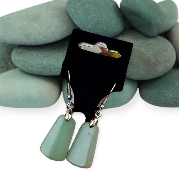 Amore Semi Precious Aventurine Stone Earrings - Picture 4 of 10